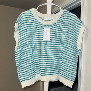 MaxMara Teal and White Knit Top